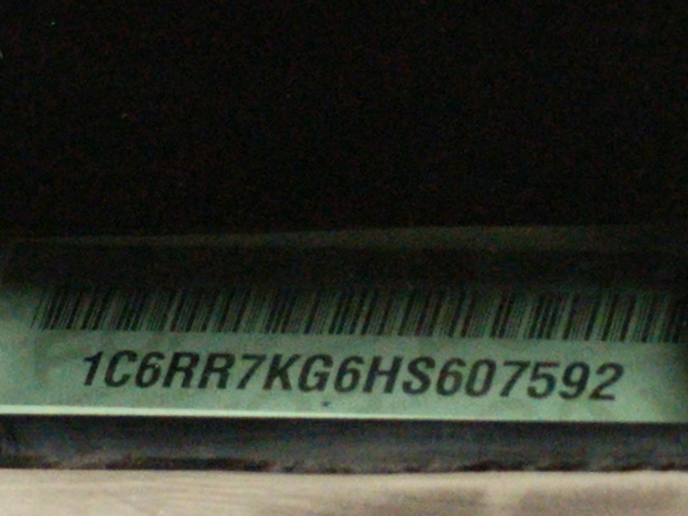 2017 Dodge Ram 1500 - VIN Plate