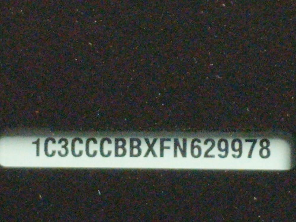 2015 Chrysler 200 - VIN Plate