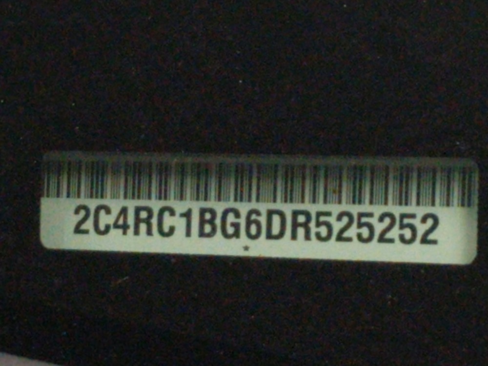 2013 Chrysler Town and Country - VIN Plate