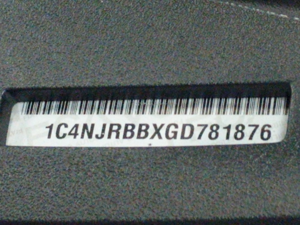 2016 Jeep Patriot - VIN Plate