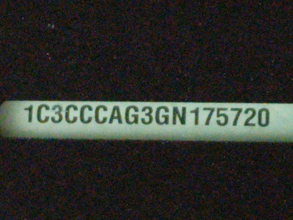 2016 Chrysler 200 - VIN Plate