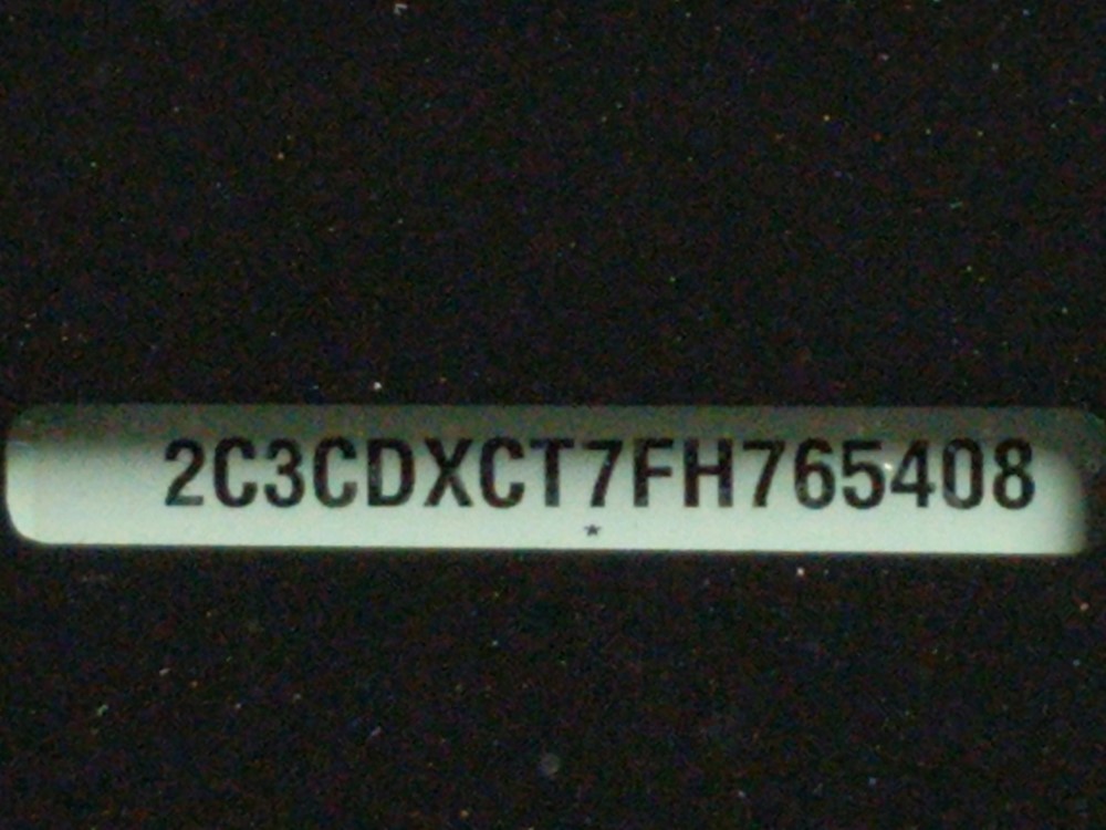 2015 Dodge Charger - VIN Plate