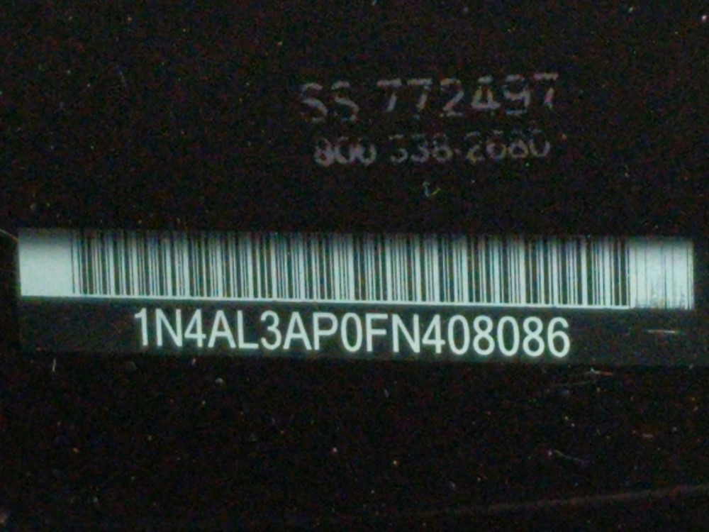 2015 Nissan Altima - VIN Plate