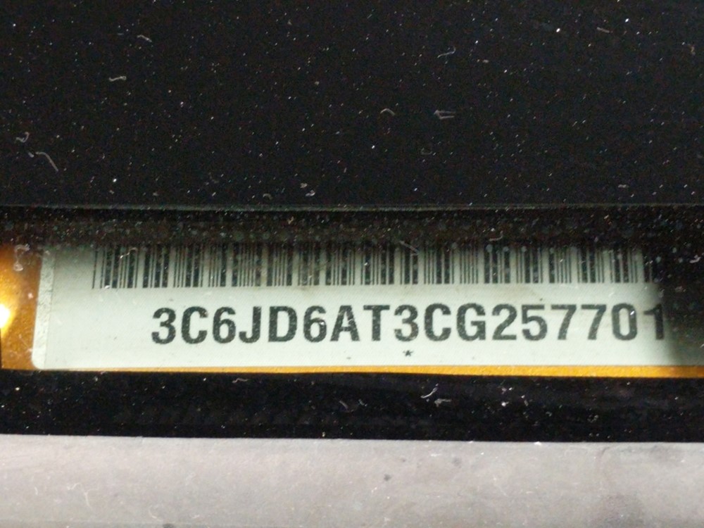 2012 Dodge Ram 1500 - VIN Plate