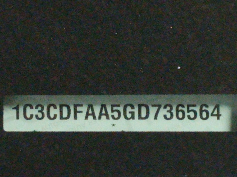 2016 Dodge Dart - VIN Plate