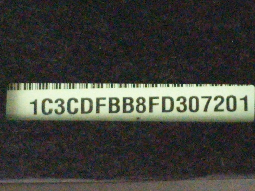 2015 Dodge Dart - VIN Plate
