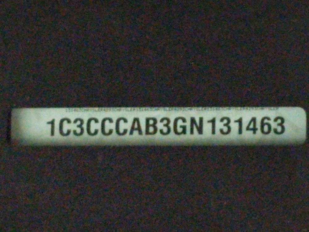 2016 Chrysler 200 - VIN Plate