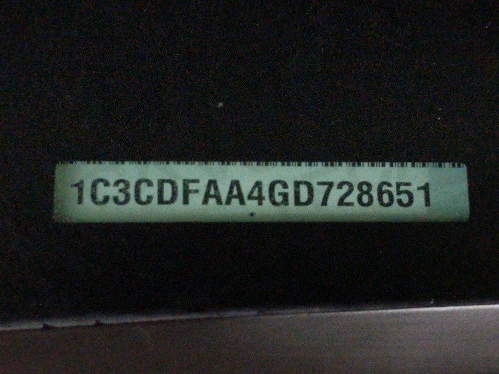 2016 Dodge Dart - VIN Plate