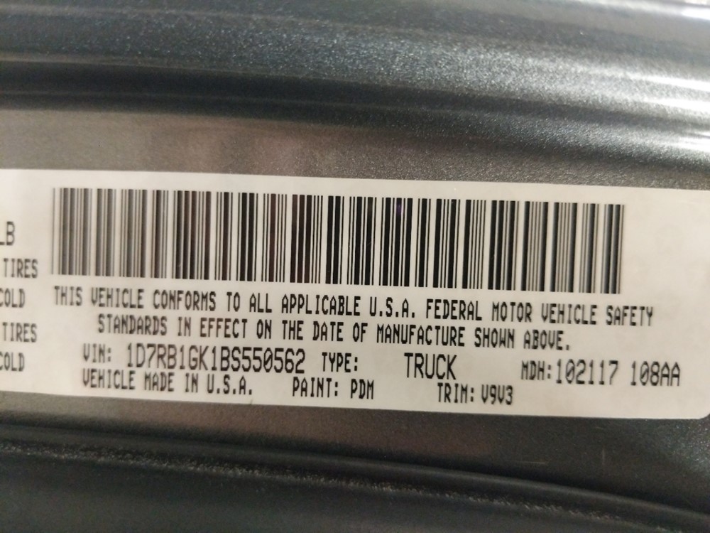 2011 Dodge Ram 1500 - VIN Plate