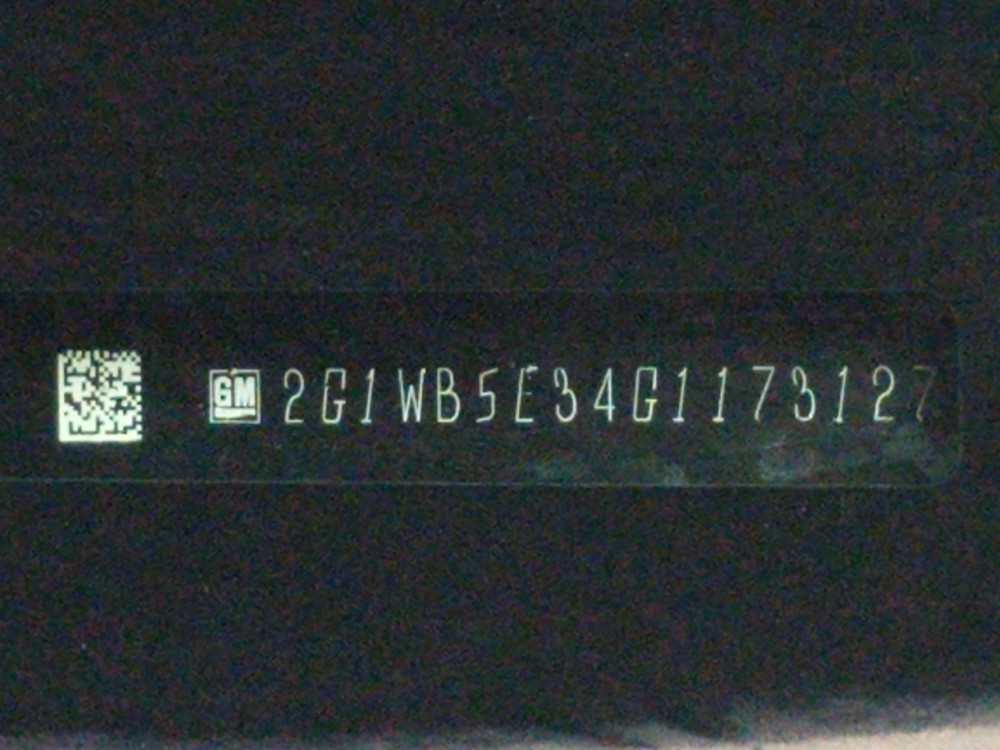 2016 Chevrolet Impala - VIN Plate