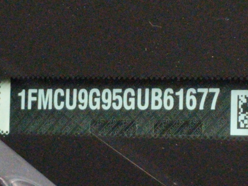 2016 Ford Escape - VIN Plate