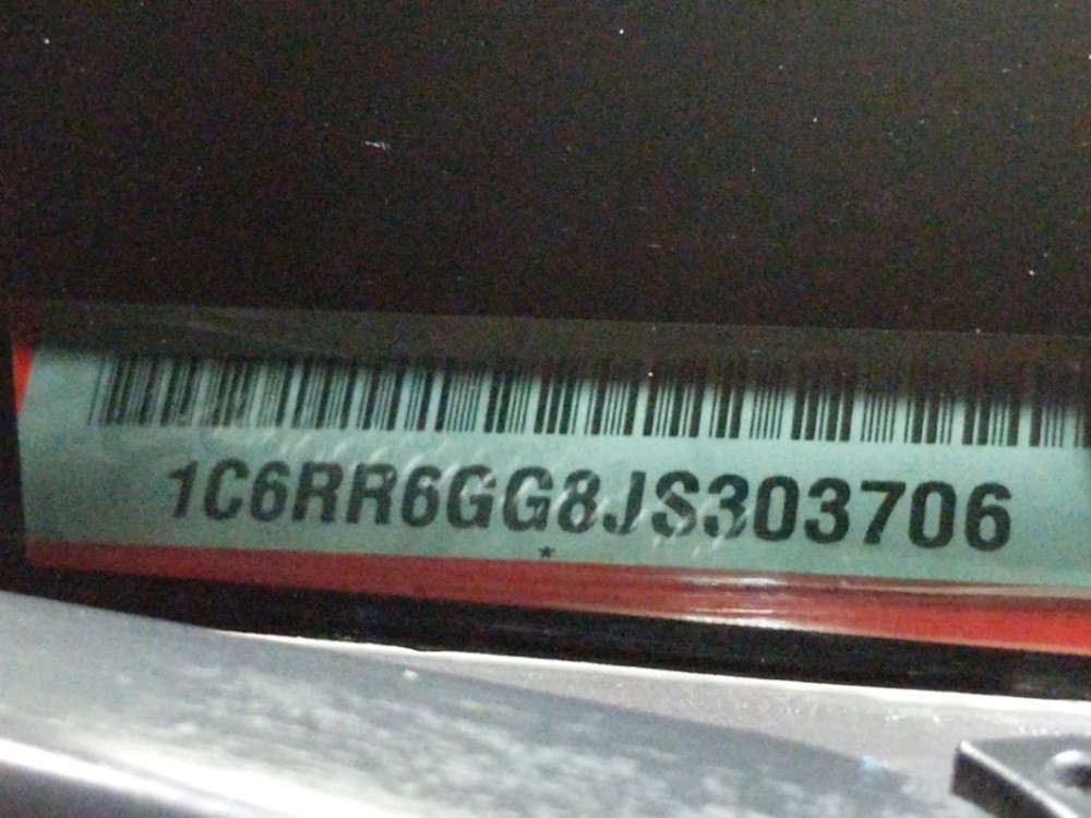 2018 Dodge Ram 1500 - VIN Plate