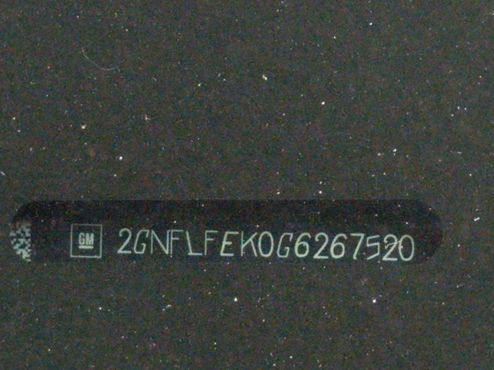 2016 Chevrolet Equinox - VIN Plate