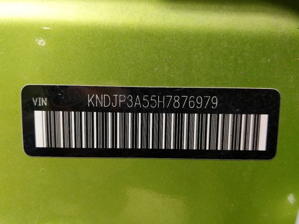 2017 Kia Soul - VIN Plate