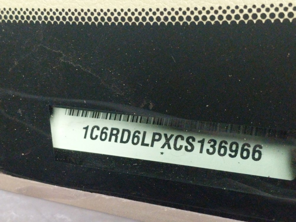 2012 Dodge Ram 1500 - VIN Plate
