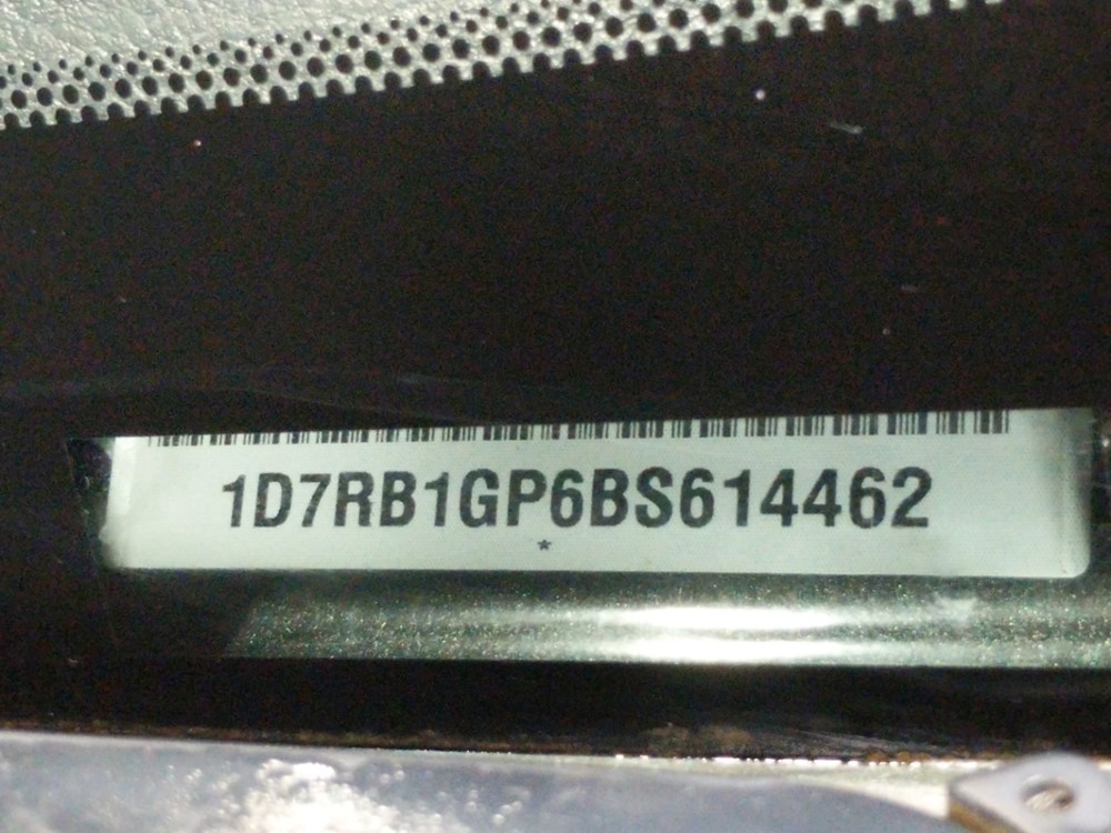 2011 Dodge Ram 1500 - VIN Plate