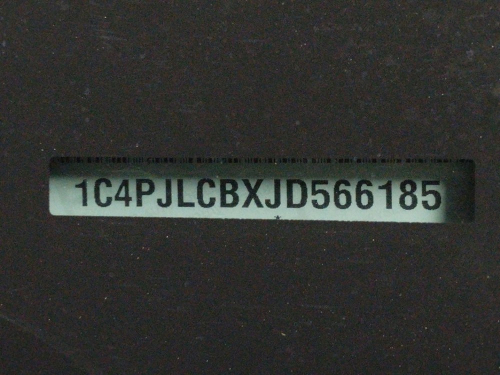 2018 Jeep Cherokee - VIN Plate