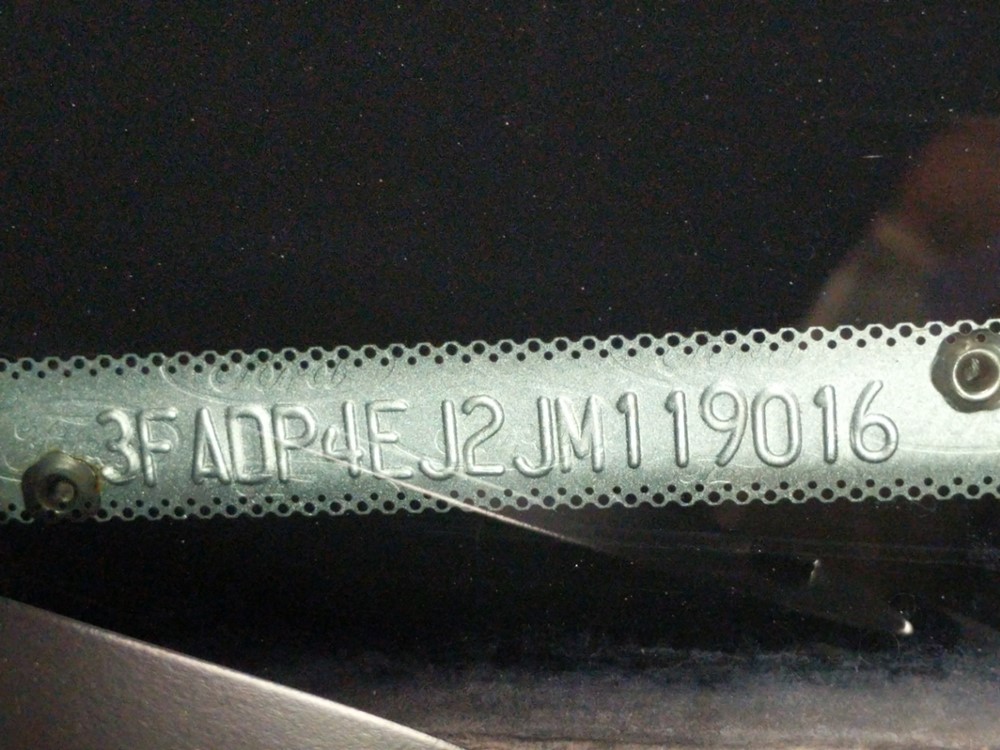 2018 Ford Fiesta - VIN Plate
