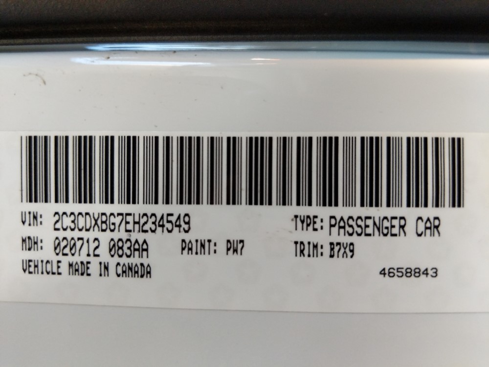 2014 Dodge Charger - VIN Plate