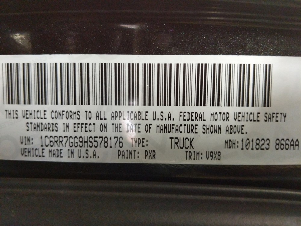 2017 Dodge Ram 1500 - VIN Plate