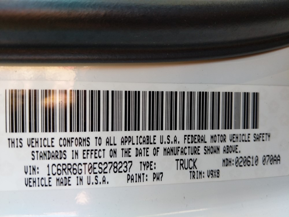 2014 Dodge Ram 1500 - VIN Plate