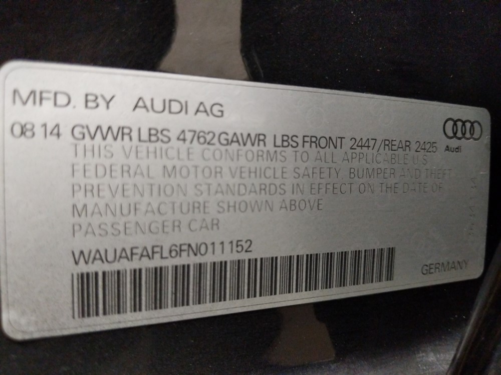 2015 Audi A4 - VIN Plate