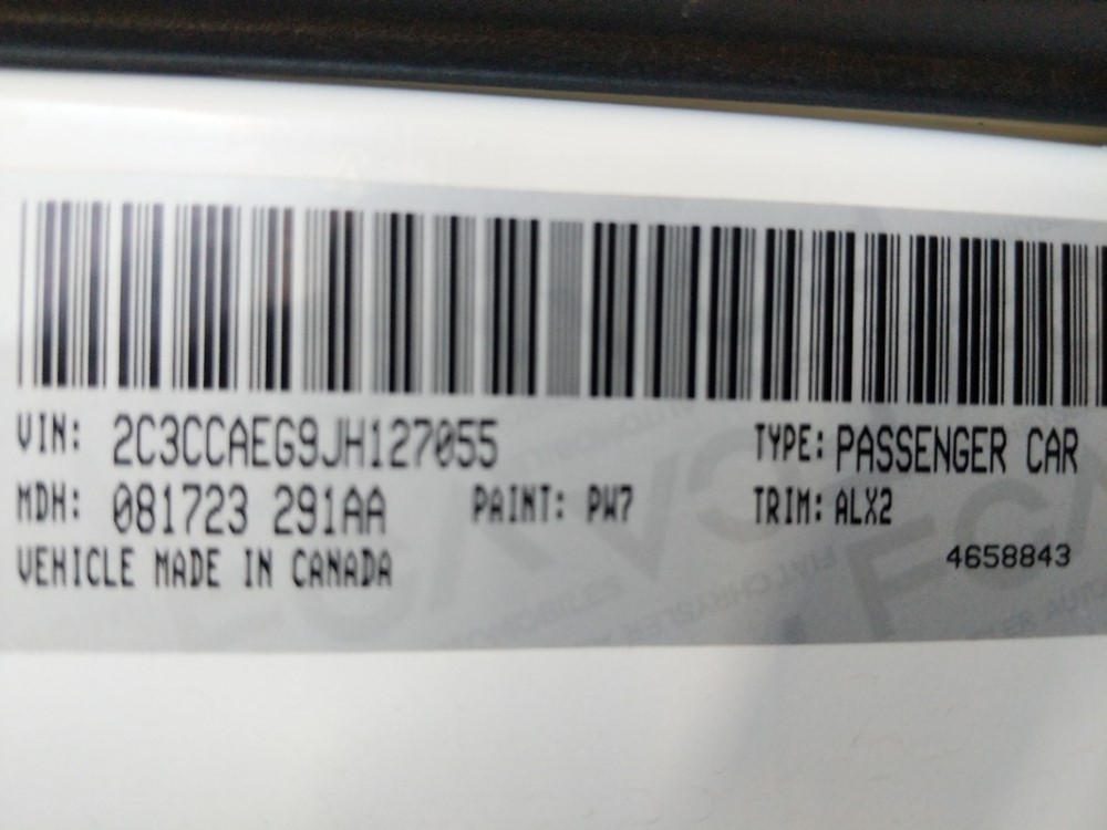 2018 Chrysler 300 - VIN Plate