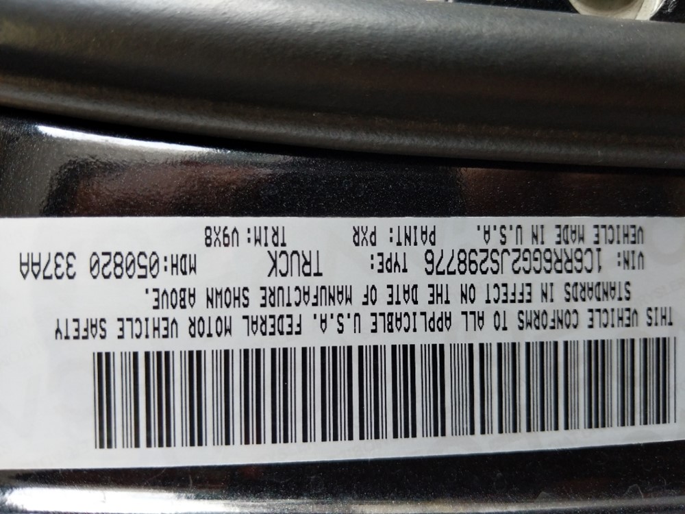 2018 Dodge Ram 1500 - VIN Plate