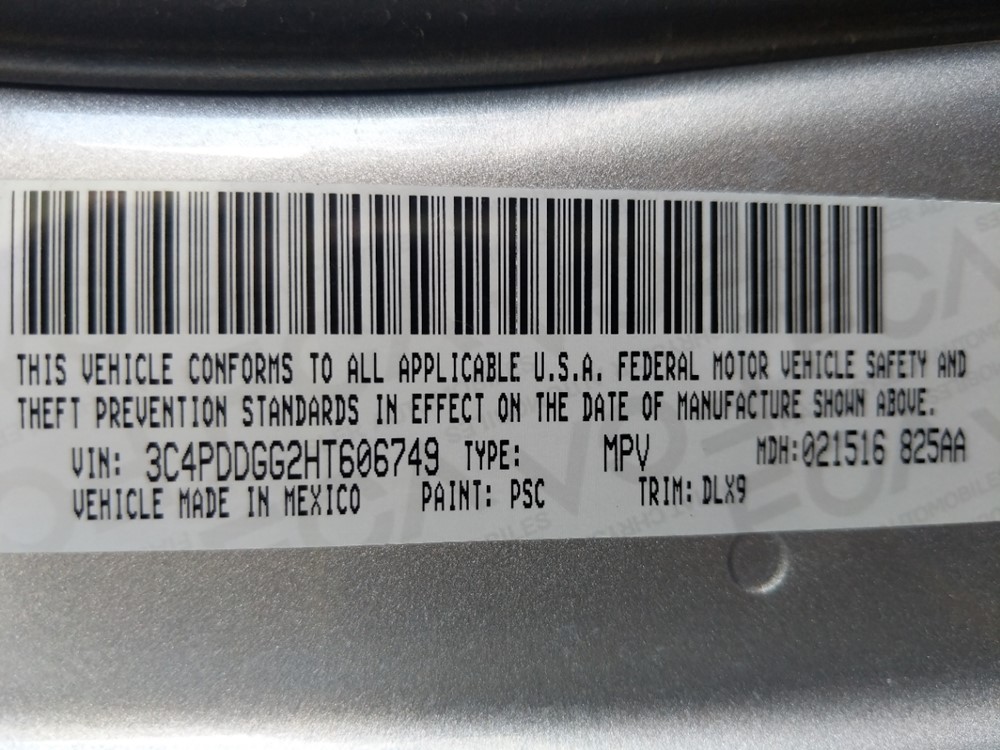 2017 Dodge Journey - VIN Plate