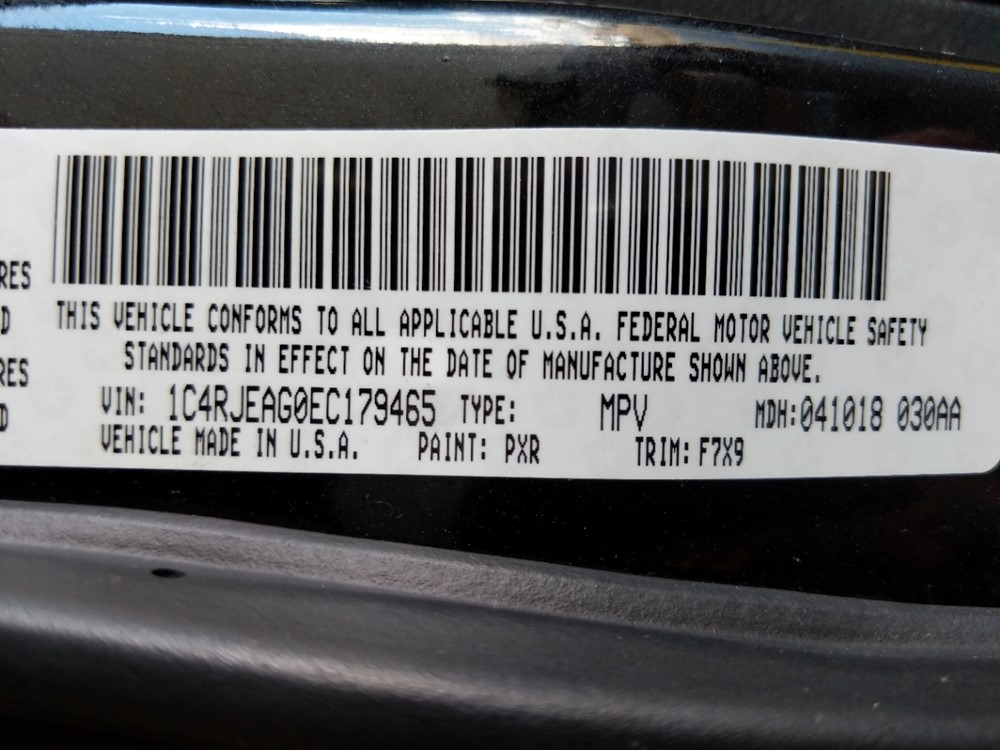 2014 Jeep Grand Cherokee - VIN Plate