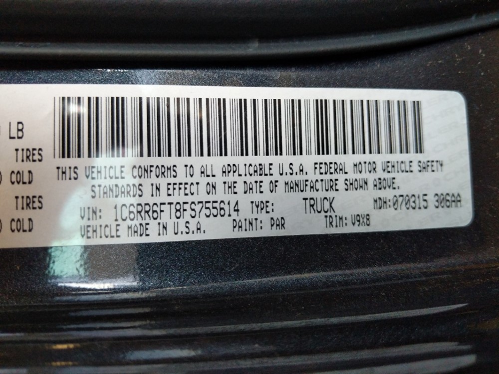 2015 Dodge Ram 1500 - VIN Plate