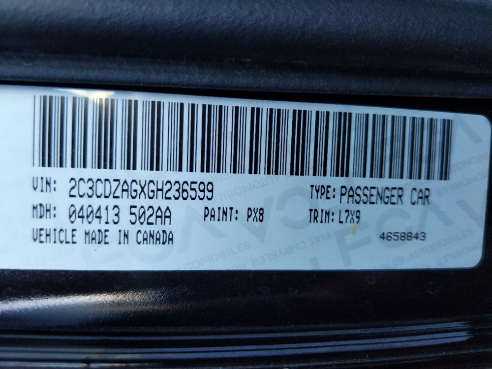 2016 Dodge Challenger - VIN Plate
