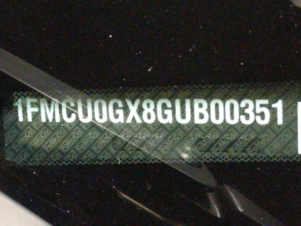 2016 Ford Escape - VIN Plate