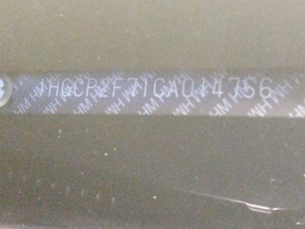 2012 Honda Accord - VIN Plate