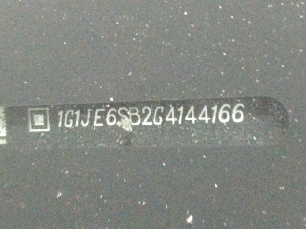 2016 Chevrolet Sonic - VIN Plate