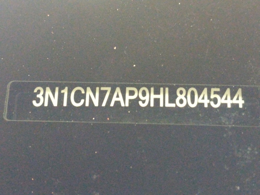 2017 Nissan Versa - VIN Plate