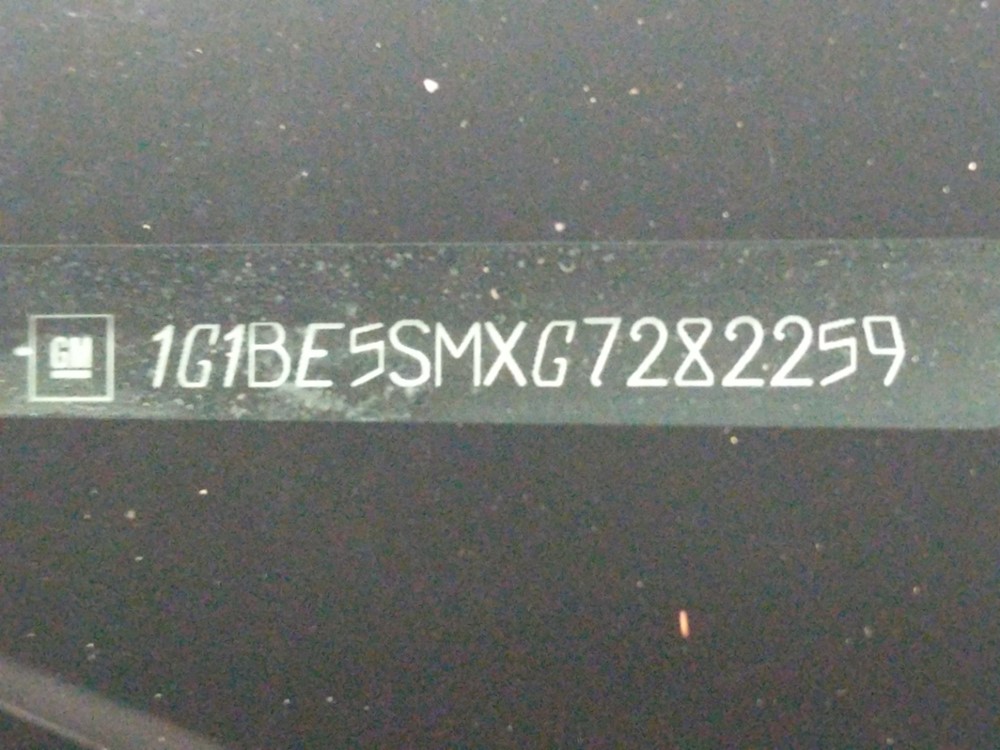 2016 Chevrolet Cruze - VIN Plate