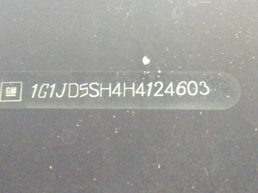 2017 Chevrolet Sonic - VIN Plate