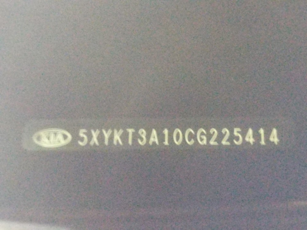 2012 Kia Sorento - VIN Plate