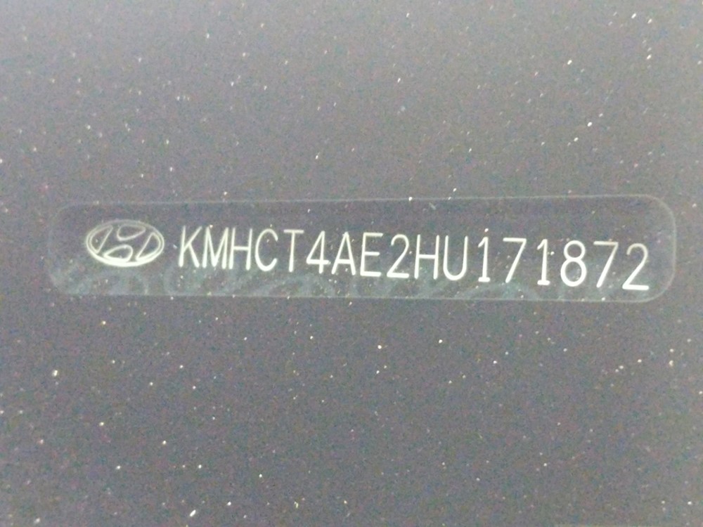 2017 Hyundai Accent - VIN Plate
