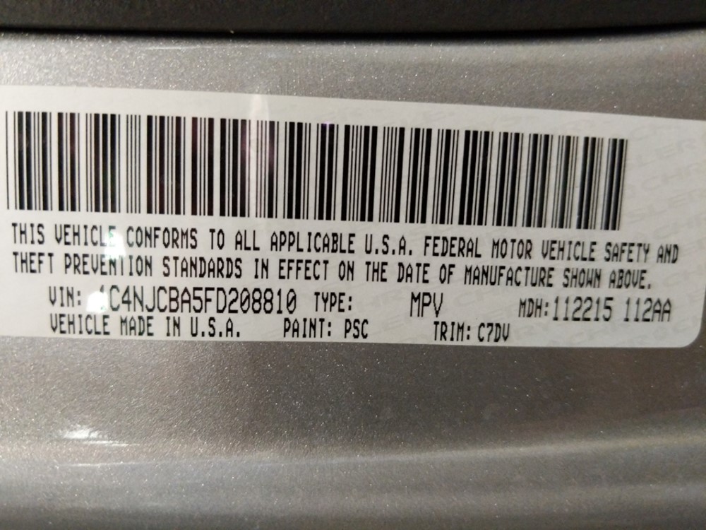 2015 Jeep Compass - VIN Plate