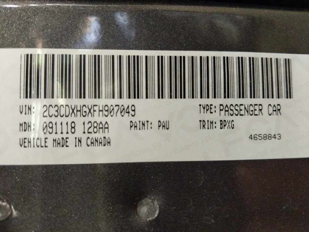 2015 Dodge Charger - VIN Plate