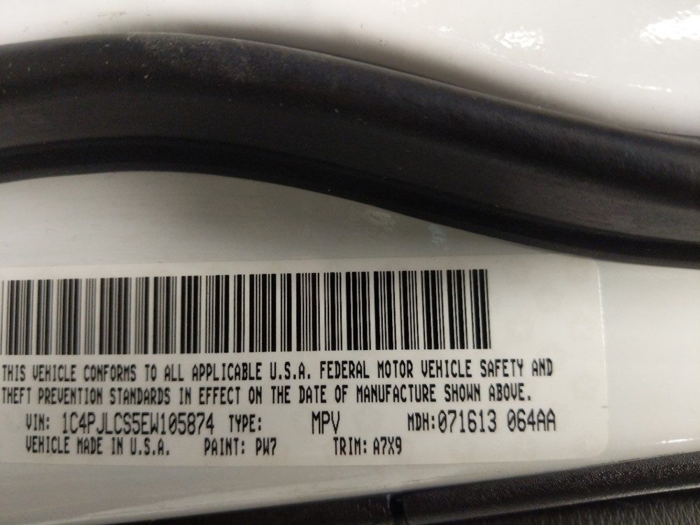 2014 Jeep Cherokee - VIN Plate