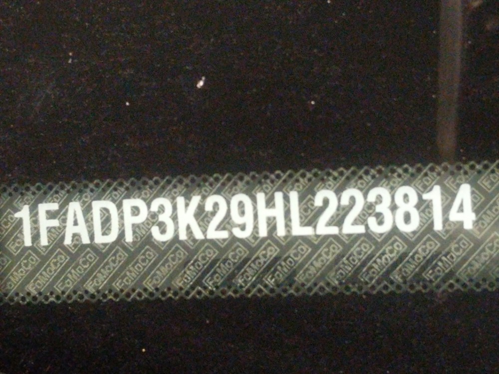 2017 Ford Focus - VIN Plate