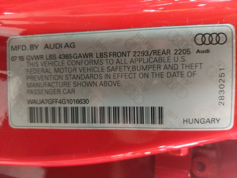 2016 Audi A3 - VIN Plate