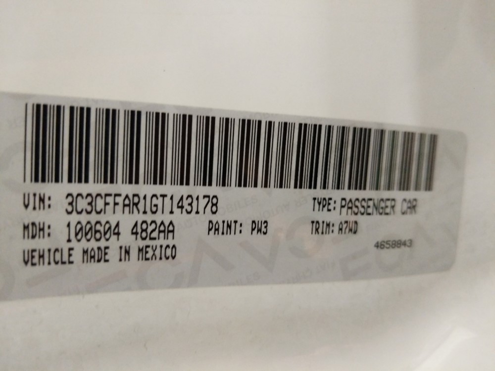 2016 FIAT 500 - VIN Plate