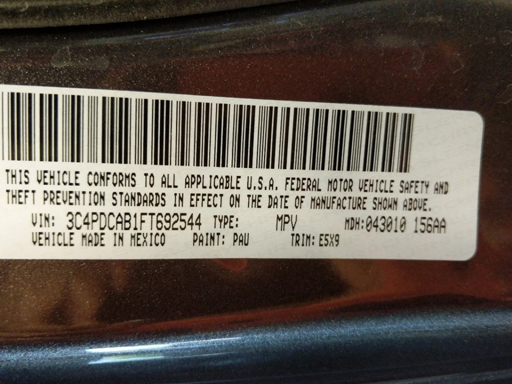 2015 Dodge Journey - VIN Plate