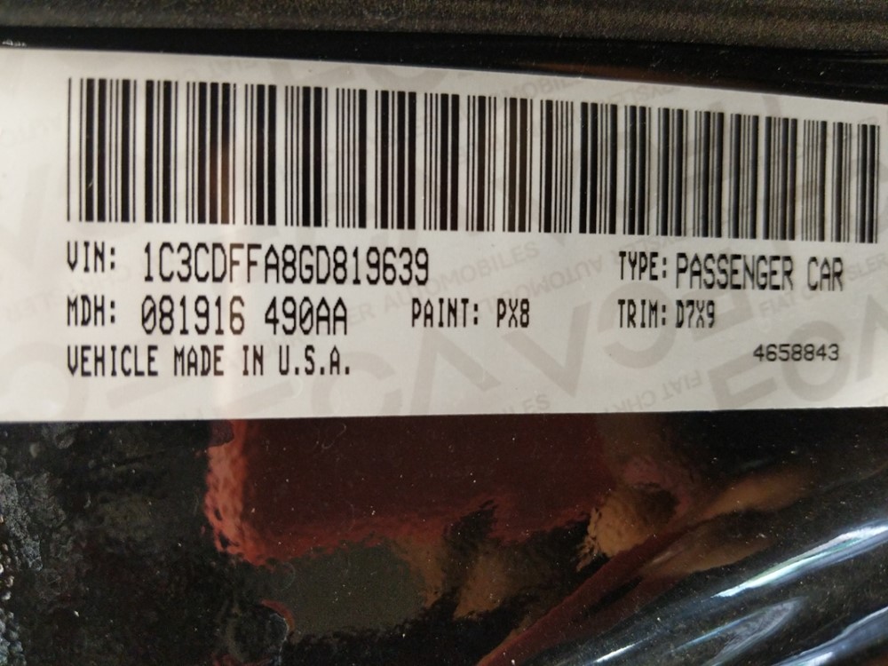 2016 Dodge Dart - VIN Plate