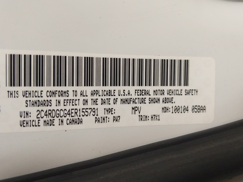 2014 Dodge Grand Caravan - VIN Plate