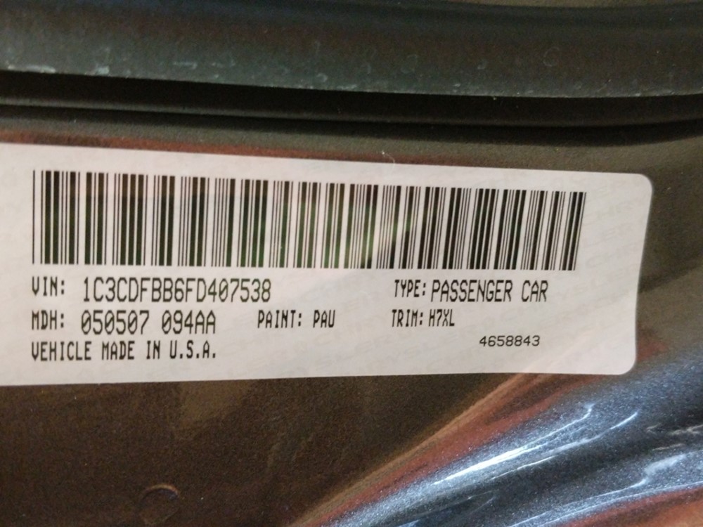 2015 Dodge Dart - VIN Plate